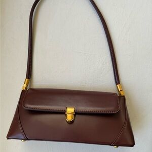 NEW Boutique Baguette Handbag Burgundy Vintage-Style Chic Purse